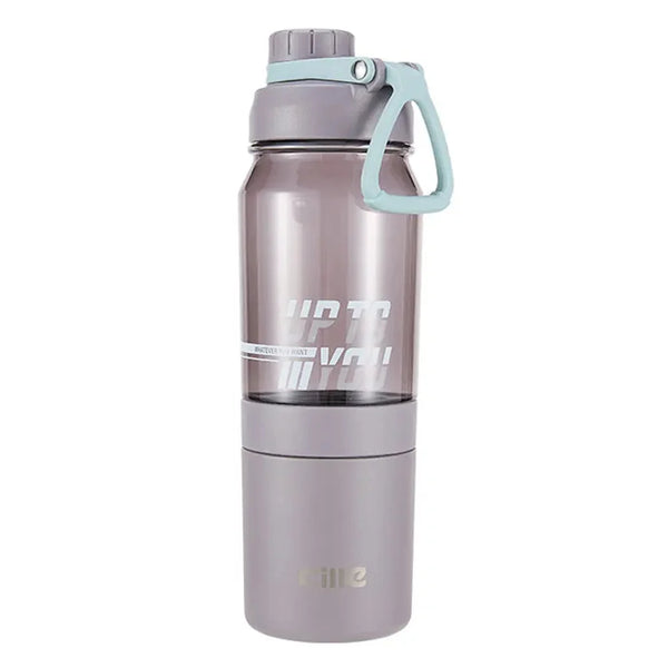 Cille Sports Water Bottle Plastic &amp; Stainless Steel Thermo 860ML - XL2123 Grey