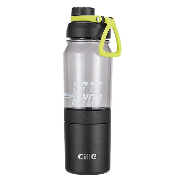 Cille Sports Water Bottle Plastic &amp; Stainless Steel Thermo 860ML - XL2123 Black