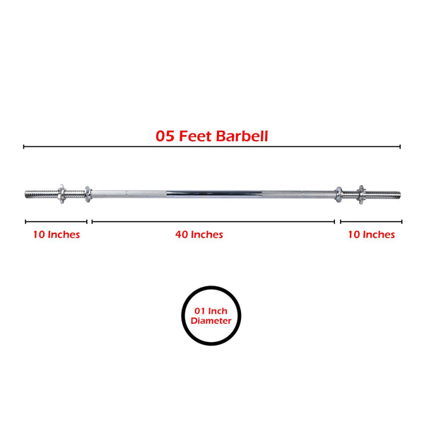 Apollo Weight Lifting Barbell Standard 1 Inch Dia 5 Feet