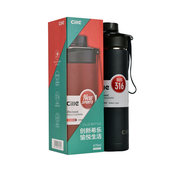 Cille Steel Bottle Hot &amp; cold Thermos Vacuum Flask Bottle Xb-19125 670ml - Navy