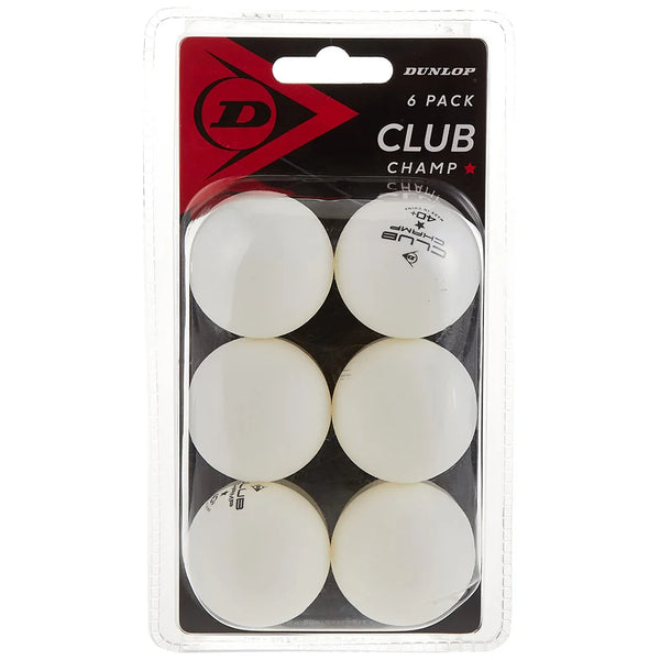 Dunlop Table Tennis Ball - Club Champ 40+ White 6Pcs Box