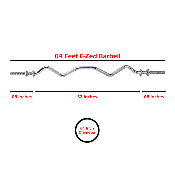 Apollo E Zed Curl weight lifting Barbell Standard 1 Inch Dia 4 Feet