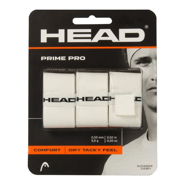 Head Prime Pro Tennis Overgrip 3pc Pack - White