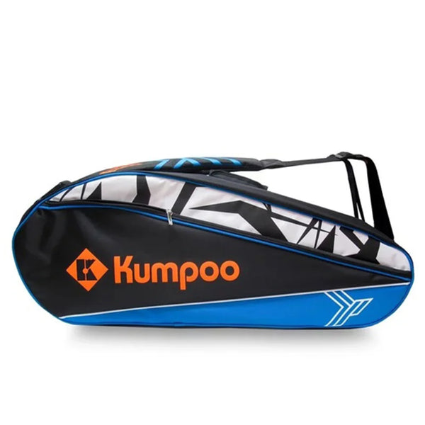 KUMPOO Badminton Kit Bag - Kevlar 16X 3-Compartment 6-Rackets Black/Blue