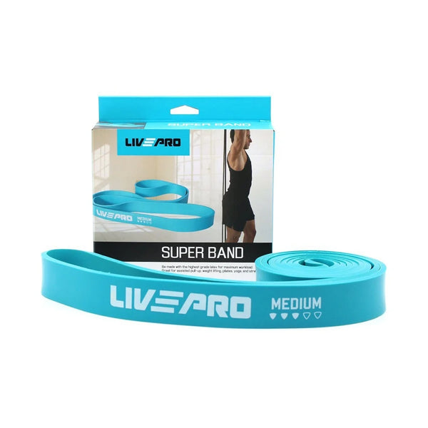 Livepro Super Band Large Latex Loop Resistance Band 35-85lbs Blue 32mm  Lp8410