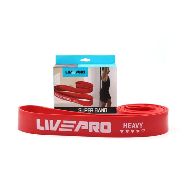 Livepro Super Band Large Latex Loop Resistance Band 50-125lbs Red 42mm Lp8410