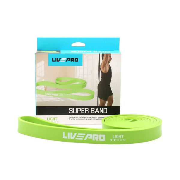 Livepro Super Band Large Latex Loop Resistance Band 25-65lbs Green 22mm Lp8410