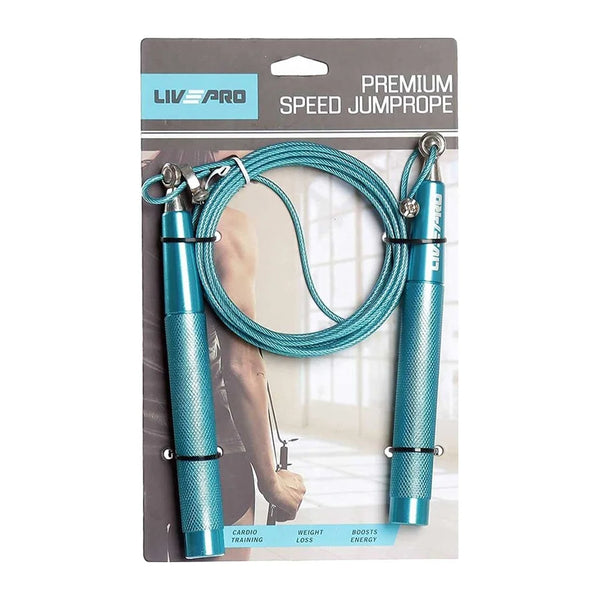 Livepro Weighted Speed Skipping Jump Rope Steel Wire + Steel Handle 185G - Blue LP8283