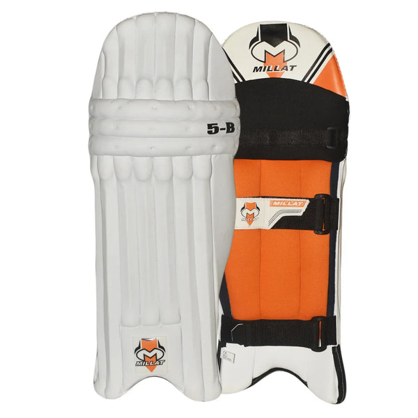 Millat Cricket Batting Pads- 5B For Adult- White