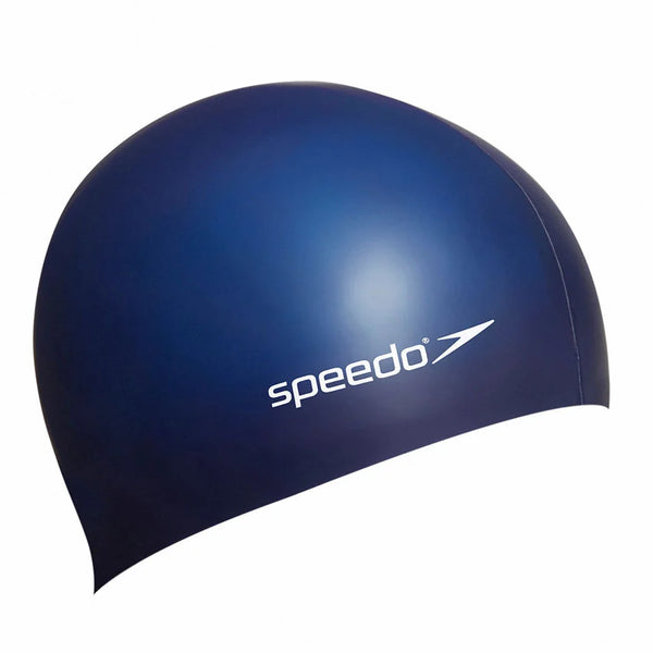 Speedo Swimming Cap Silicone Cap Plain Flat Swim Cap Adults - Navy