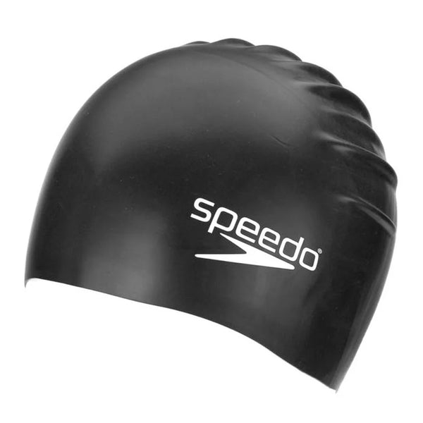 Speedo Swimming Cap Silicone Plain Moulded Swim Cap Adult -  Black