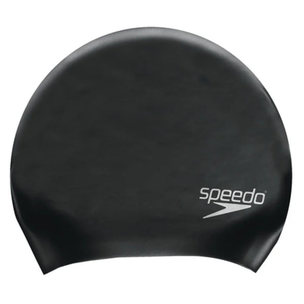 Speedo Swimming Cap Silicone Cap Long Hair Swim Cap Adults - Black