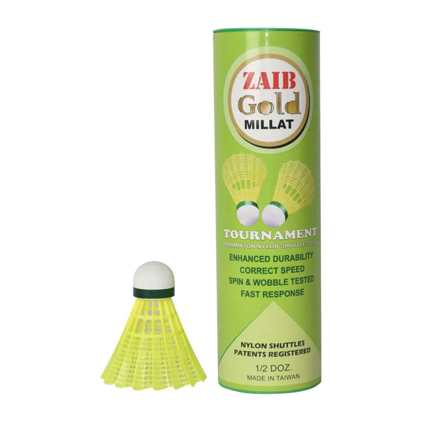 Millat Zaib Gold Badminton Nylon Shuttlecock - 1pc